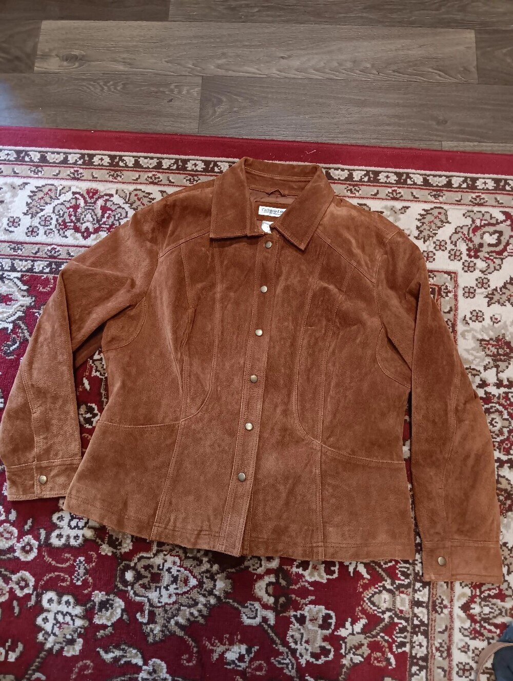 Coldwater Creek Vintage Rust Brown Suede Button-Front Jacket Leather Sz PL Cute